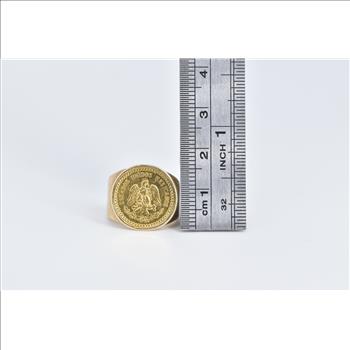 14K 1945 Mexican $2.50 Pesos Coin Statement Yellow Gold Ring, Size 5.25