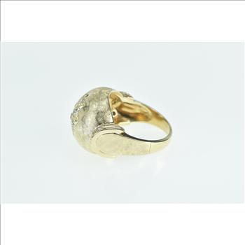 14K 1950's 1.00 Ctw Diamond Domed Cocktail Yellow Gold Ring, Size 7.5