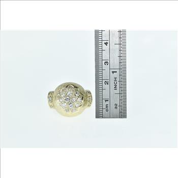 14K 1950's 1.00 Ctw Diamond Domed Cocktail Yellow Gold Ring, Size 7.5