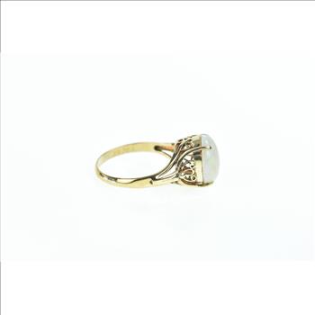 14K 1950's Natural Opal Cabochon Vintage Yellow Gold Ring, Size 7
