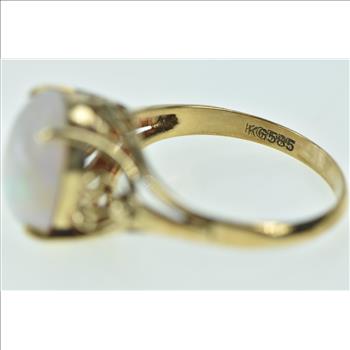 14K 1950's Natural Opal Cabochon Vintage Yellow Gold Ring, Size 7