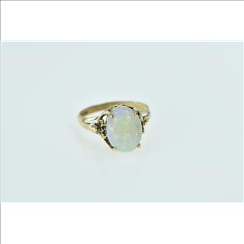 14K 1950's Natural Opal Cabochon Vintage Yellow Gold Ring, Size 7