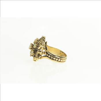 14K 1950's Ornate Natural Opal Star Flower Cocktail Yellow Gold Ring, Size 4.25