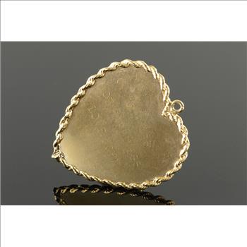 14K 1960's Happy Anniversary Heart Flower Gemstone Pearl Vintage Yellow Gold Charm/Pendant