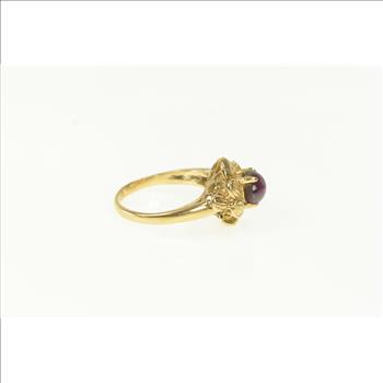 14K 1960's Natural Star Ruby Leaf Design Vintage Yellow Gold Ring, Size 4.75