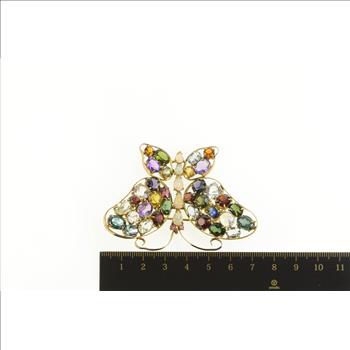 14K 1960's Retro Syn. Opal Butterfly Yellow Gold Pin/Brooch
