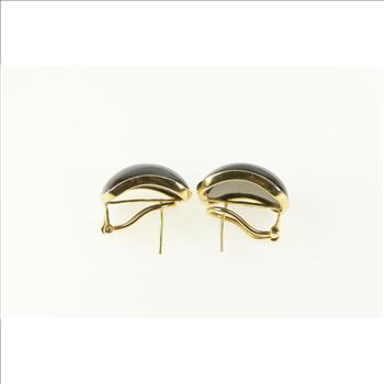 14K 1960's Vintage Curved Black Onyx Yellow Gold Earrings