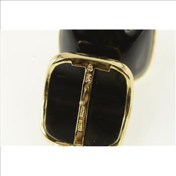 14K 1960's Vintage Curved Black Onyx Yellow Gold Earrings