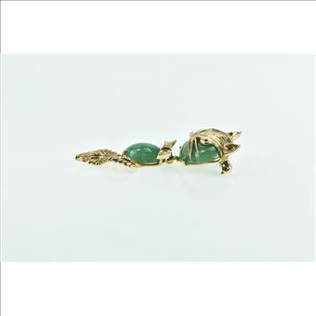 14K 1960's Vintage Jade Cat Kitten Drop Dangle Yellow Gold Pin/Brooch