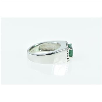 14K 1.98 Ctw Natural Emerald Diamond Halo Statement White Gold Ring, Size 6.75