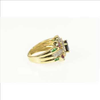 14K 1.99 Ctw Sapphire Ruby Diamond Engagement Yellow Gold Ring, Size 6