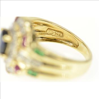 14K 1.99 Ctw Sapphire Ruby Diamond Engagement Yellow Gold Ring, Size 6