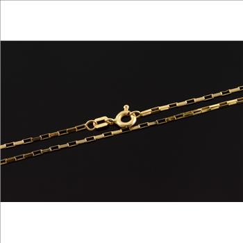 14K 1.9g Fancy Box Link Chain Yellow Gold Necklace 18