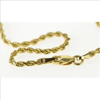 14K 1.9mm Rolling Twist Rope Link Chain Yellow Gold Necklace 20.1