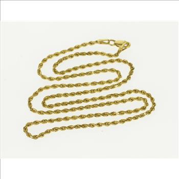 14K 1.9mm Rolling Twist Rope Link Chain Yellow Gold Necklace 20.1