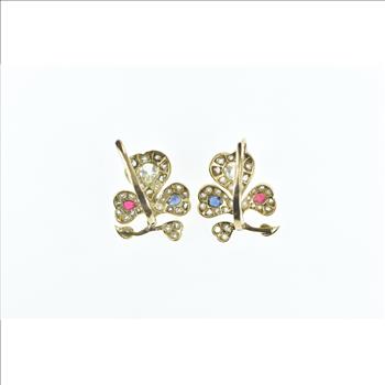14K 2 Ctw Victorian Diamond Ruby Sapphire Yellow Gold Earrings