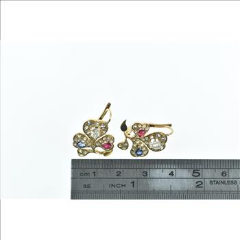 14K 2 Ctw Victorian Diamond Ruby Sapphire Yellow Gold Earrings
