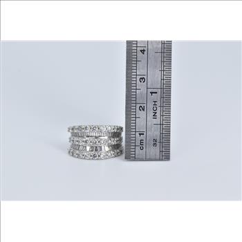 14K 2.00 Ctw Baguette Round Natural Diamond Band White Gold Ring, Size 4.75