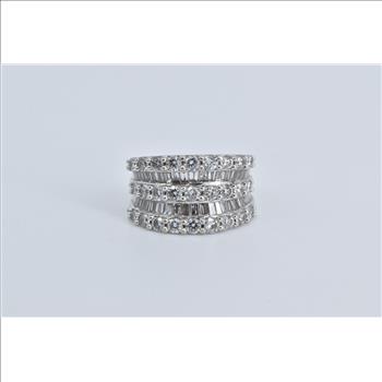 14K 2.00 Ctw Baguette Round Natural Diamond Band White Gold Ring, Size 4.75