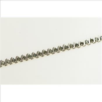 14K 2.00 Ctw Blue Treated Diamond Tennis White Gold Bracelet 6.75