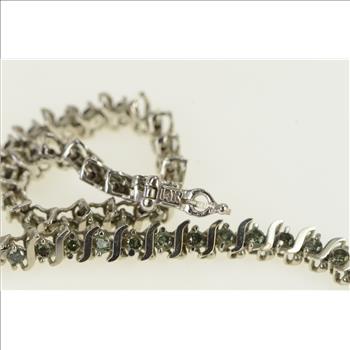 14K 2.00 Ctw Blue Treated Diamond Tennis White Gold Bracelet 6.75