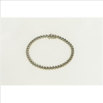14K 2.00 Ctw Blue Treated Diamond Tennis White Gold Bracelet 6.75