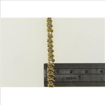 14K 2.00 Ctw Diamond Classic Wavy Link Yellow Gold Bracelet 6.75