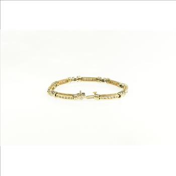 14K 2.00 Ctw Diamond Squared Classic Tennis Yellow Gold Bracelet 7