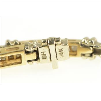 14K 2.00 Ctw Diamond Squared Classic Tennis Yellow Gold Bracelet 7