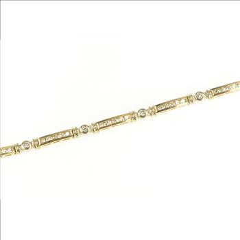 14K 2.00 Ctw Diamond Squared Classic Tennis Yellow Gold Bracelet 7
