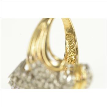 14K 2.00 Ctw Diamond Wavy Cluster Freeform Yellow Gold Ring, Size 6.75
