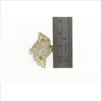 14K 2.00 Ctw Diamond Wavy Cluster Freeform Yellow Gold Ring, Size 6.75