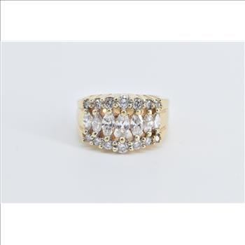 14K 2.00 Ctw Marquise Diamond Graduated Band Yellow Gold Ring, Size 5.75