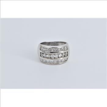 14K 2.00 Ctw Marquise Princess Diamond Band White Gold Ring, Size 5.75