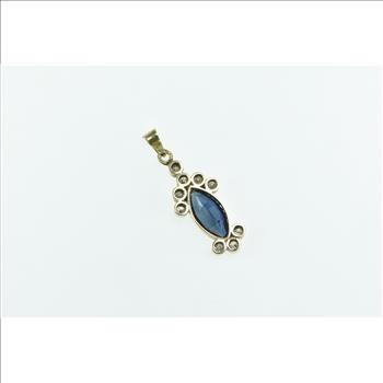 14K 2.00 Ctw Marquise Sapphire Diamond Statement Yellow Gold Pendant