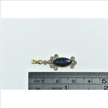 14K 2.00 Ctw Marquise Sapphire Diamond Statement Yellow Gold Pendant