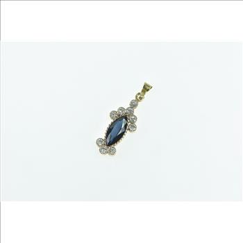 14K 2.00 Ctw Marquise Sapphire Diamond Statement Yellow Gold Pendant