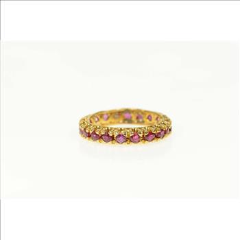 14K 2.00 Ctw Natural Ruby Eternity Wedding Band Yellow Gold Ring, Size ...