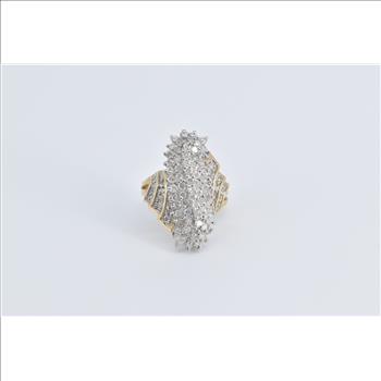 14K 2.00 Ctw Vintage Diamond Wavy Cluster Yellow Gold Ring, Size 7.5