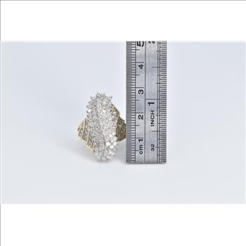14K 2.00 Ctw Vintage Diamond Wavy Cluster Yellow Gold Ring, Size 7.5