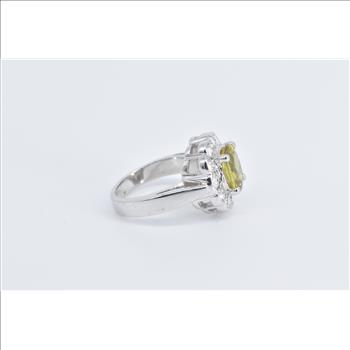 14K 2.10 Ctw Yellow Sapphire Diamond Engagement White Gold Ring, Size 5.5