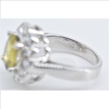 14K 2.10 Ctw Yellow Sapphire Diamond Engagement White Gold Ring, Size 5.5