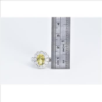 14K 2.10 Ctw Yellow Sapphire Diamond Engagement White Gold Ring, Size 5.5