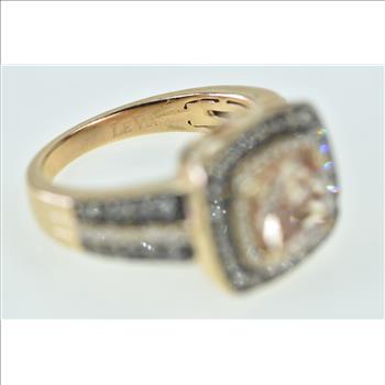 14K 2.14 Ctw LeVian Morganite Diamond Halo Rose Gold Ring, Size 7
