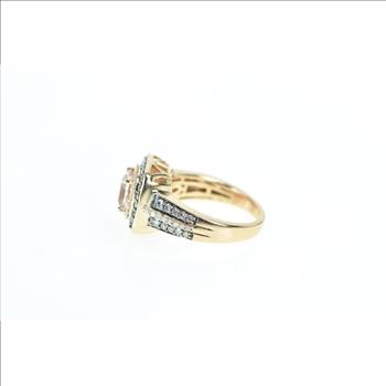 14K 2.14 Ctw LeVian Morganite Diamond Halo Rose Gold Ring, Size 7