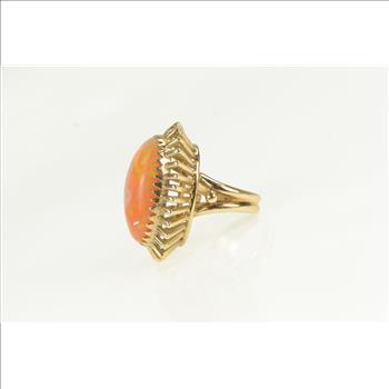 14K 21.50 Ct Mexican Fire Opal Cocktail Yellow Gold Ring, Size 6