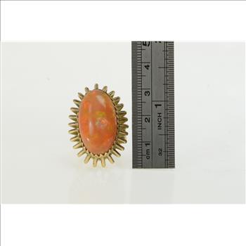 14K 21.50 Ct Mexican Fire Opal Cocktail Yellow Gold Ring, Size 6