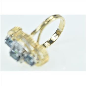 14K 2.20 Ctw Oval Sapphire Diamond Statement Yellow Gold Ring, Size 6.25