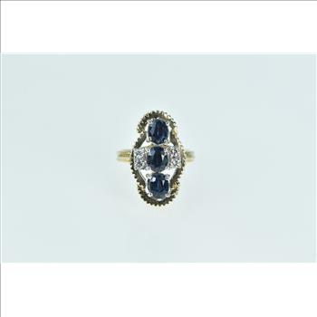 14K 2.20 Ctw Oval Sapphire Diamond Statement Yellow Gold Ring, Size 6.25