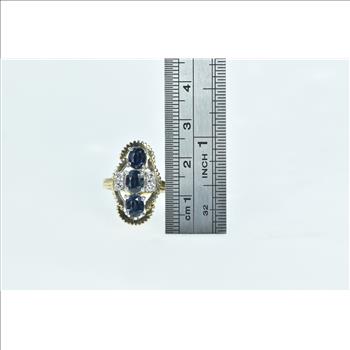 14K 2.20 Ctw Oval Sapphire Diamond Statement Yellow Gold Ring, Size 6.25